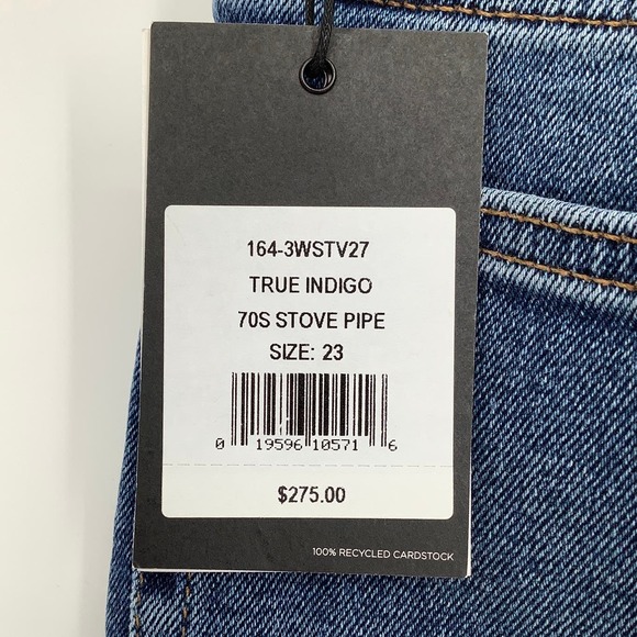 NEW! RE/DONE Size 23 70s Stove Pipe Denim Jeans True Indigo $275 msrp I6-8 - Picture 6 of 10